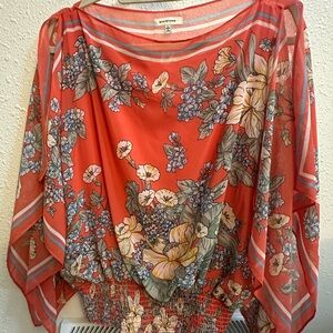 Max Studio Large Dolman Sleeve Blouse Relaxed Smocked